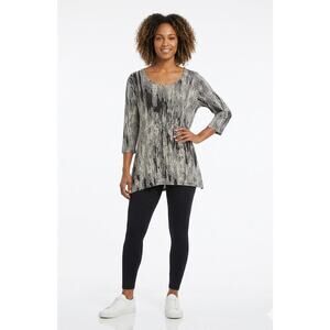 Faded Glory 2XL Tunic Top Silky Slinky Knit 3/4 Sleeve Abstract Print Plus Size